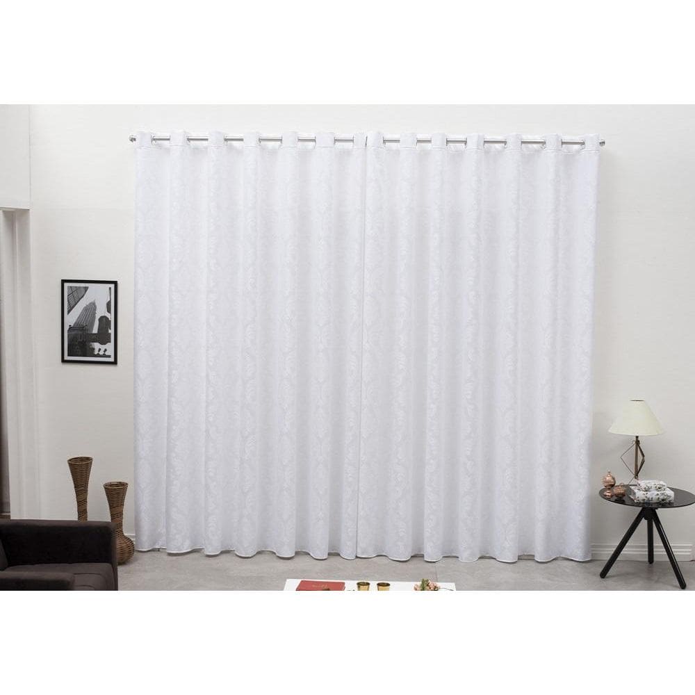 Cortina Tecido Jacquard Branco 2,80X1,30 Sala Quarto Cozinha