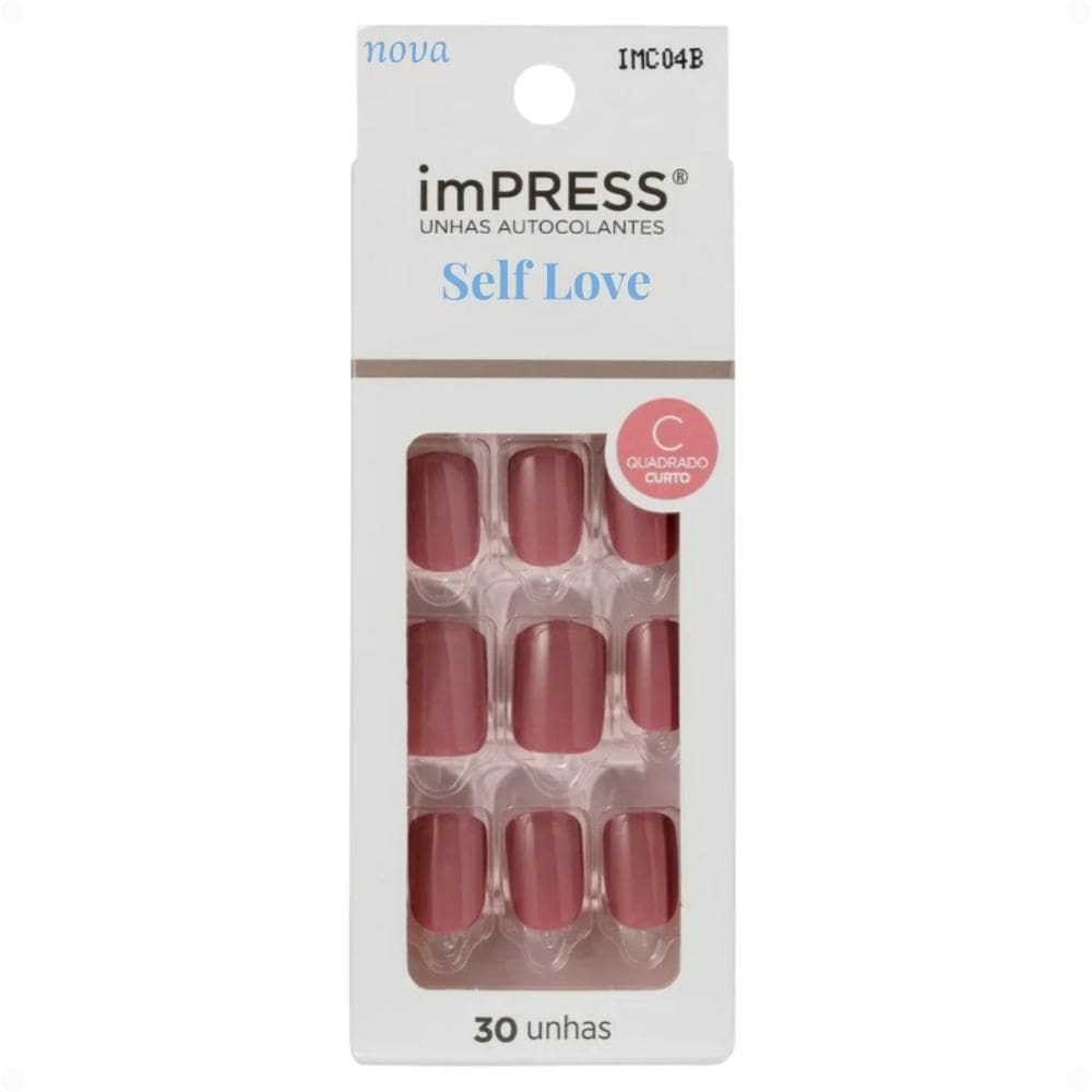 Unhas Autocolantes Kiss New York Impress Quadrado Curto Crush Imc04br