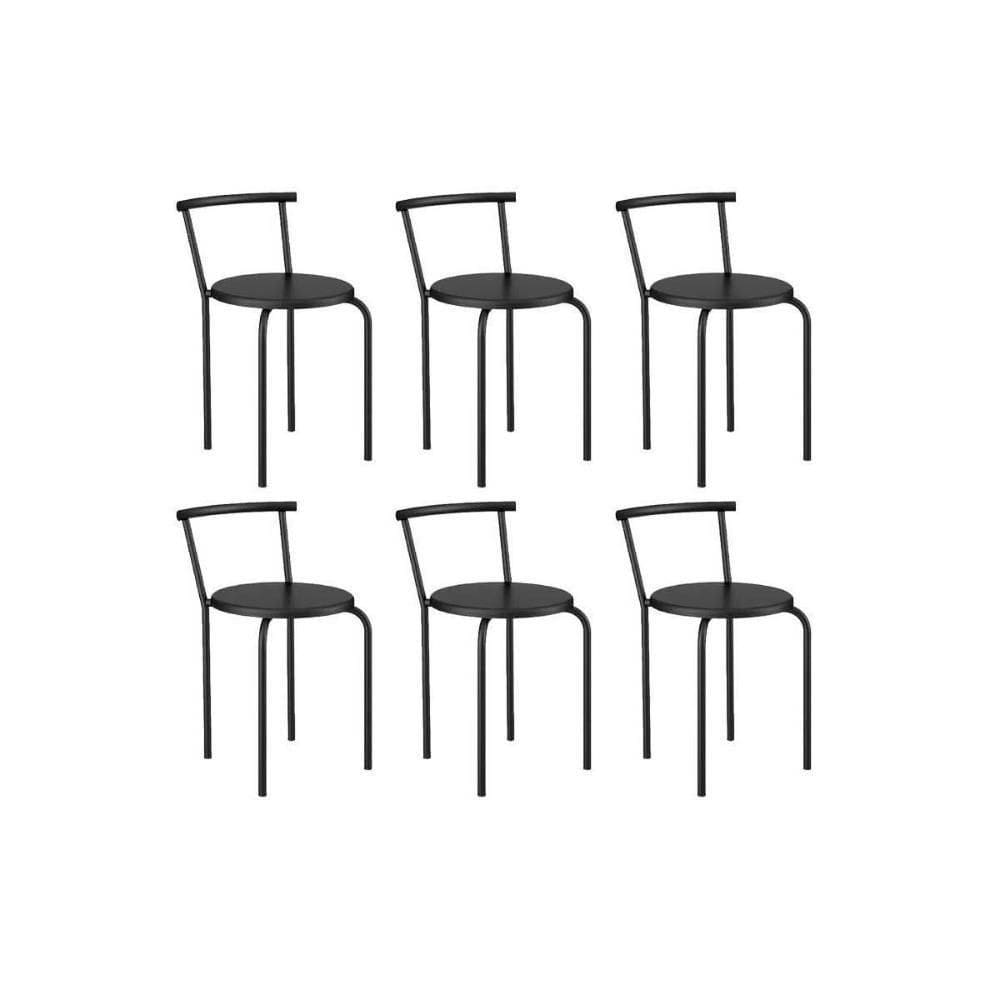 Banqueta De Cozinha 105 Kit 6 Uni Preto-courano Preto - Carraro