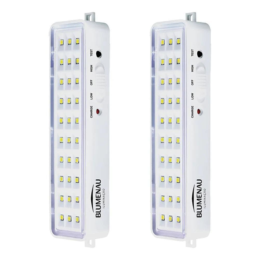 Kit 2 Luminárias De Emergência 30 Leds Recarregável Cor Bran