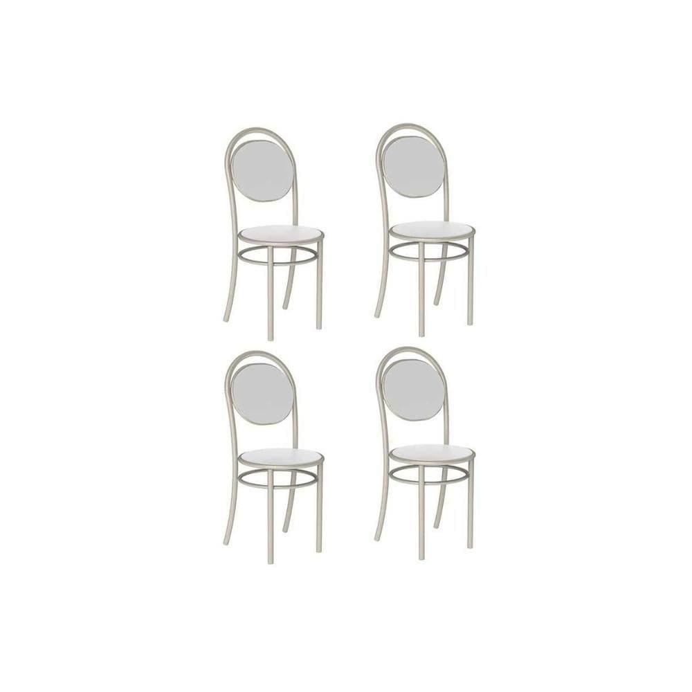 Cadeira De Cozinha 190 Aço Kit 4 Uni Prata-courano Branco - Carraro