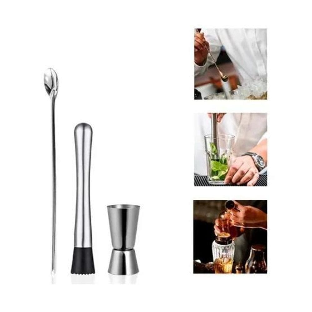 2X Kit Drinks Socador Macerador Dosador De Bebidas Colher