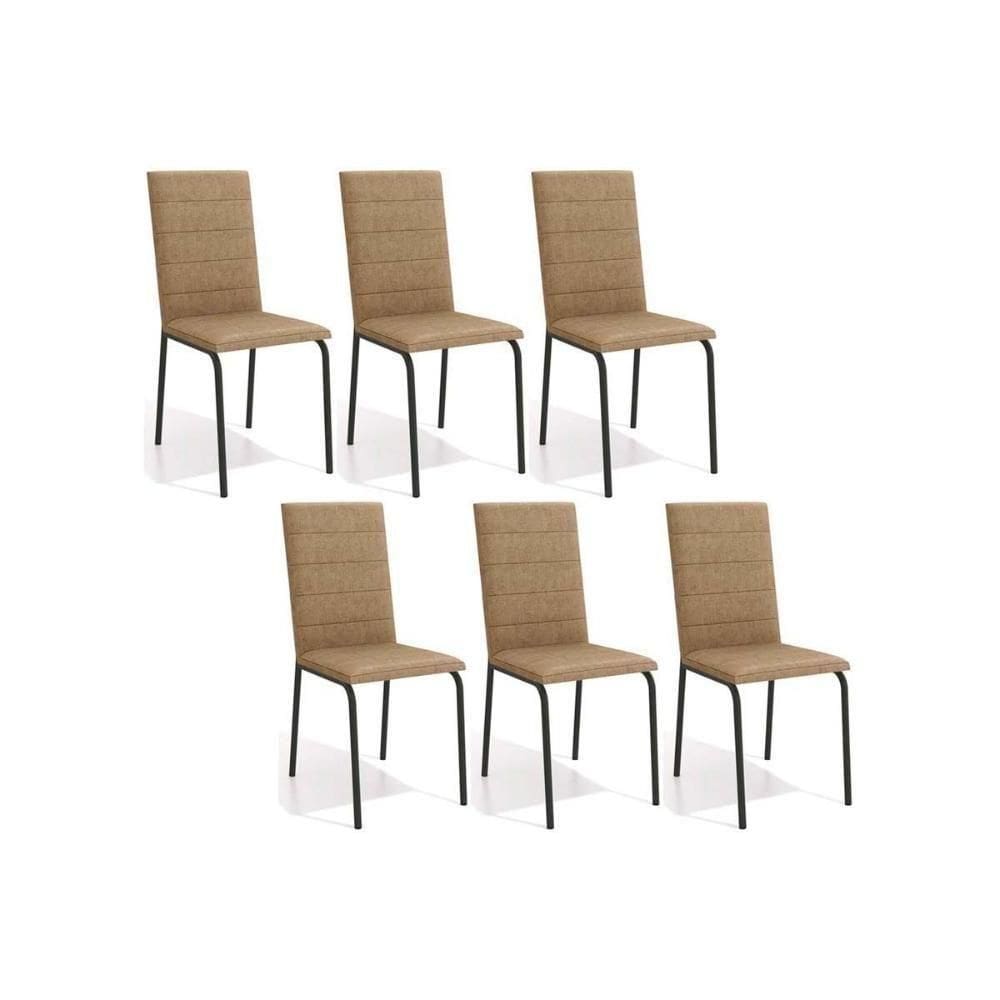 Cadeira De Cozinha Amsterdã C091prf Aço Kit 6 Un Preto Fosco-capuccino - Kappesberg