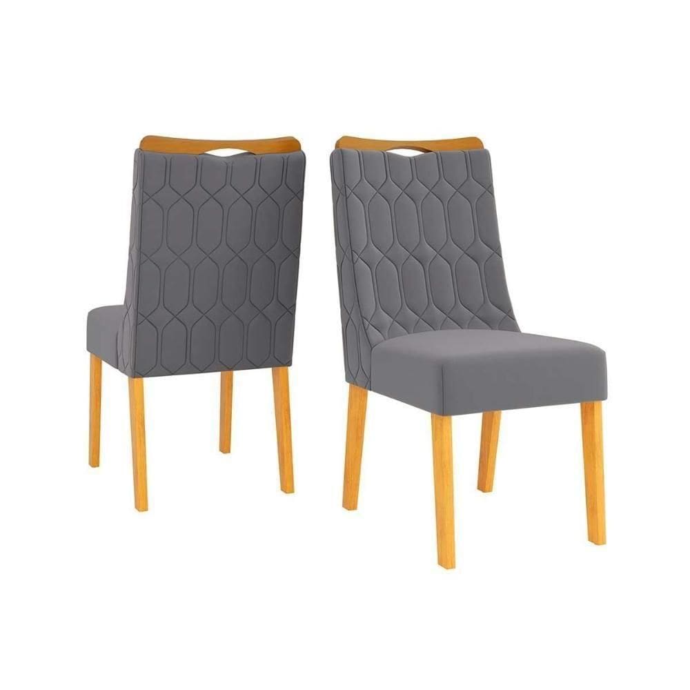 Cadeira De Cozinha Bia Cedro-suede Lunar Grafite - Dj Móveis