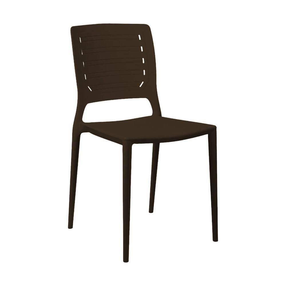Cadeira Empilhável Saturno Marrom Café Em Polipropileno Acrilys