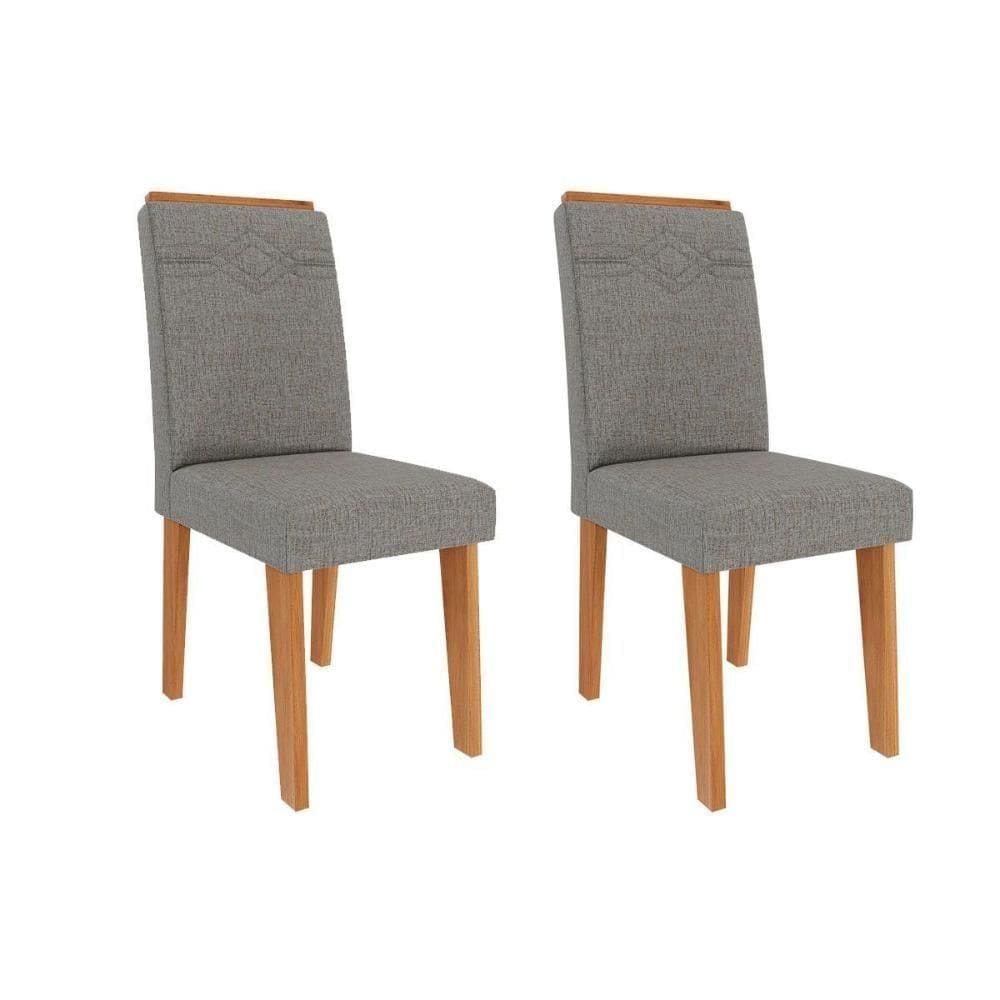 Cadeira De Cozinha Taís Kit 2 Un Cinamomo-linho Grafite - Cimol