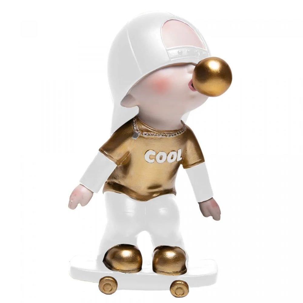 Figura Decorativa Skate Boy 9,5x9,5x17,5cm em Resina Wolff