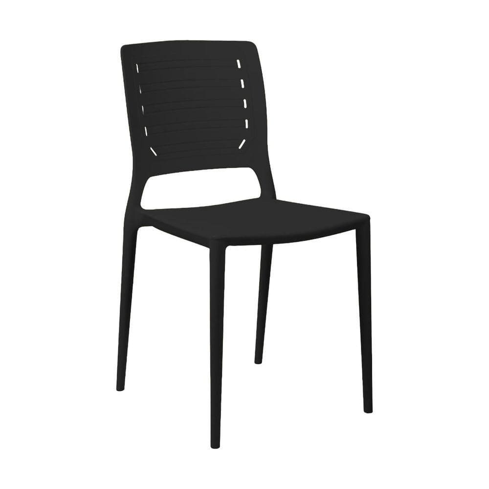 Cadeira Empilhável Saturno Preta Em Polipropileno Acrilys