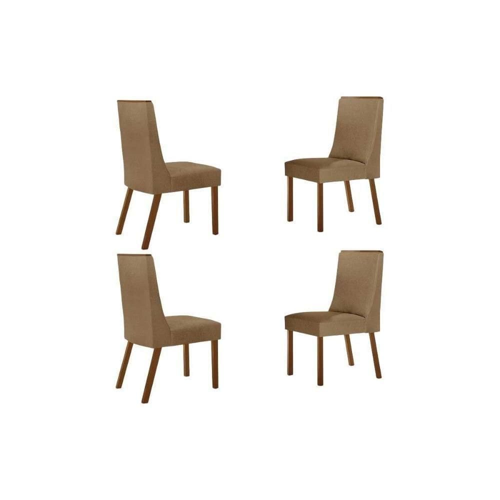 Cadeira Sala De Jantar Dakota Kit 4 Un Madeira Capuccino-linho Capuccino - Rufato