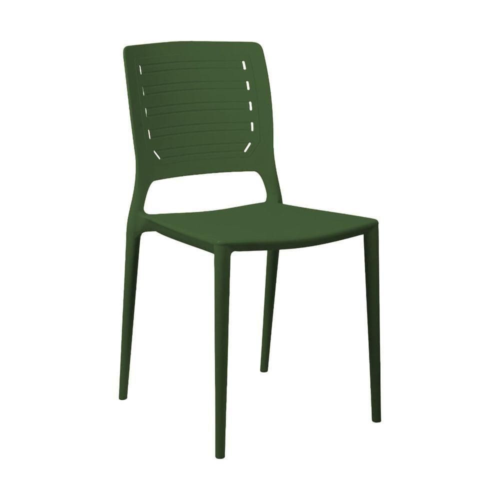 Cadeira Empilhável Saturno Verde Musgo Em Polipropileno Acrilys