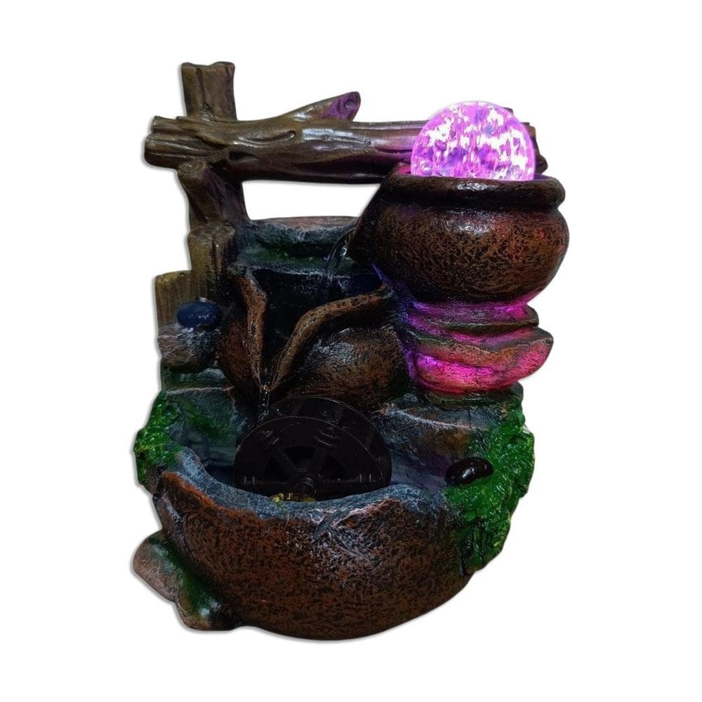 Fonte De Água Decorativa Led Cascata Paisagem Relaxante 2604