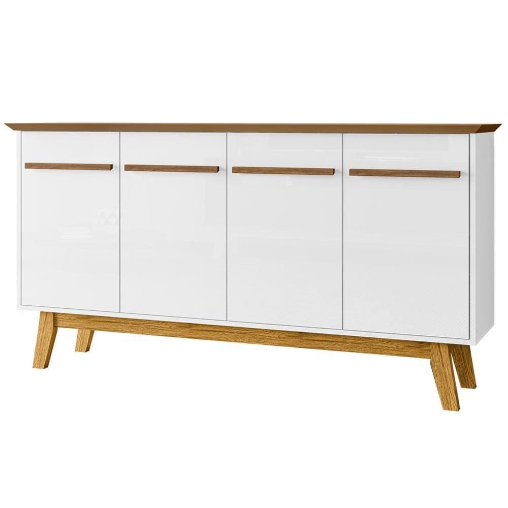 Balcao Buffet 4 Portas Opala 160 Cm Cinamomo Branco Bechara Cinamomo Branco