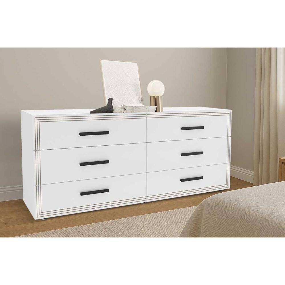 Cômoda Solteiro Valência C- 6 Gavetas Branco - Politorno