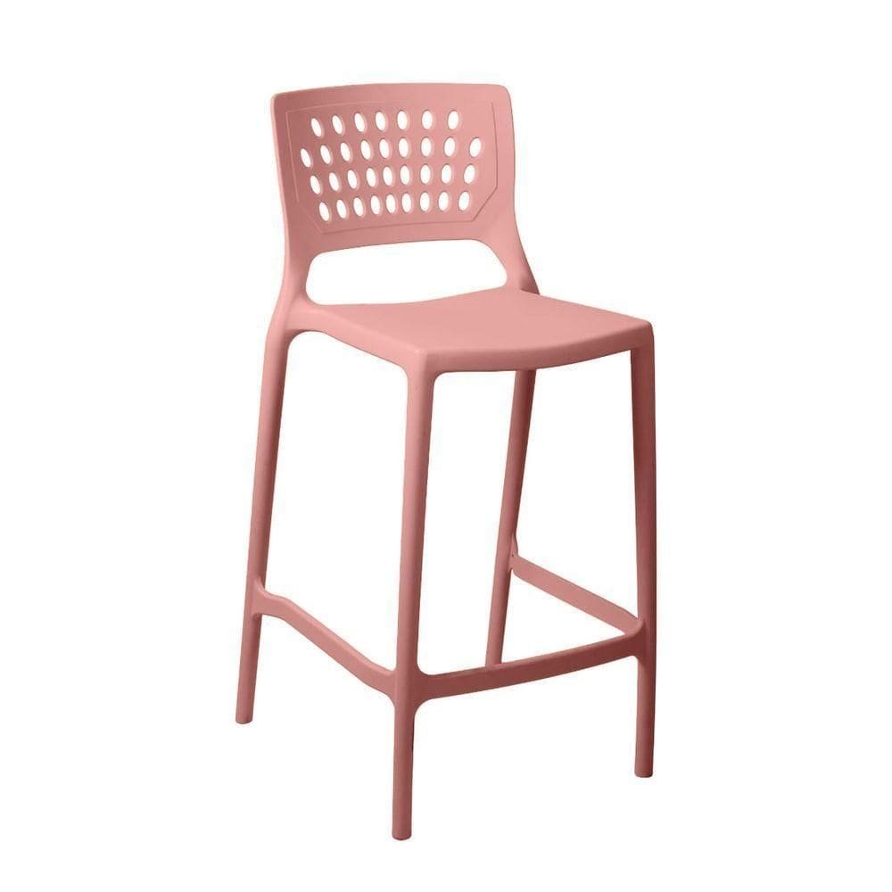Banqueta Alta Para Bancada E Cozinha Rosa Pastel Empilhável Marte Em Polipropileno Acrilys