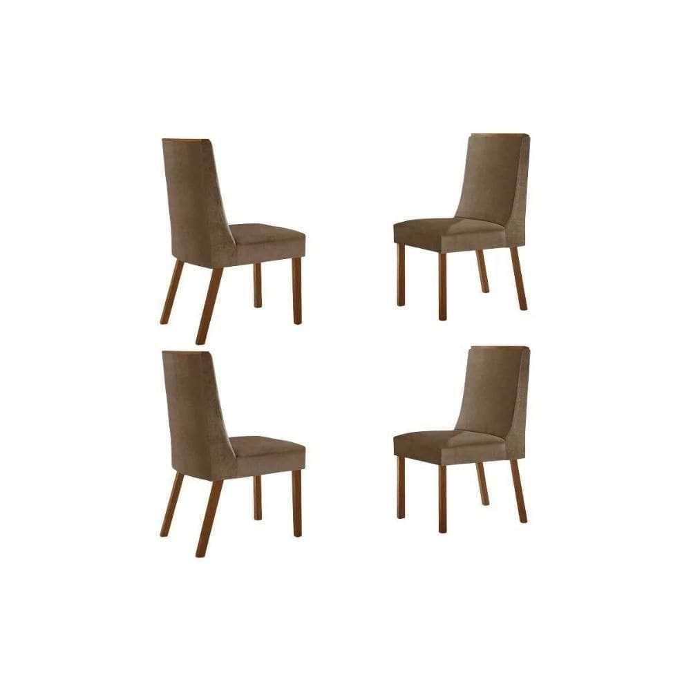 Cadeira Sala De Jantar Dakota Kit 4 Un Madeira Capuccino-suede Capuccino - Rufato