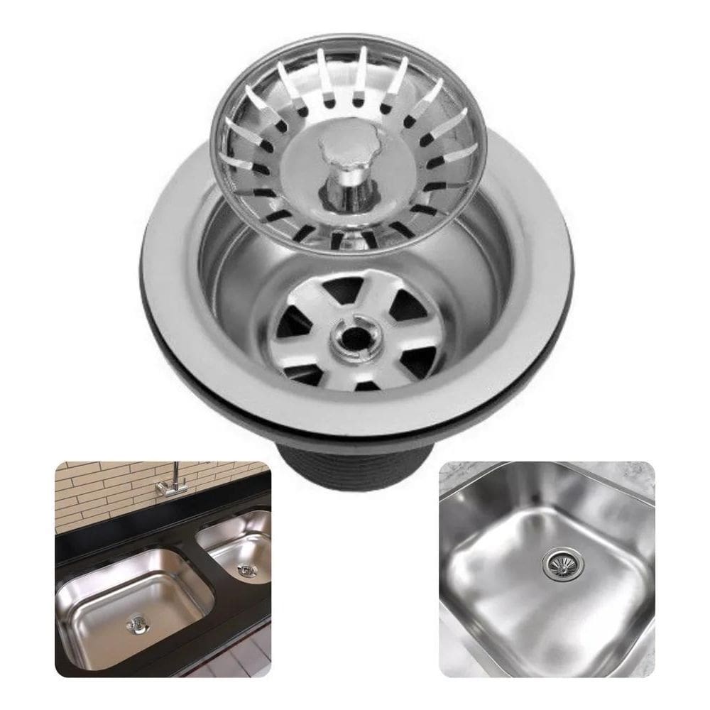 Válvula Americana De Inox Pia Cozinha Cuba 3 1/2 + Cestinha