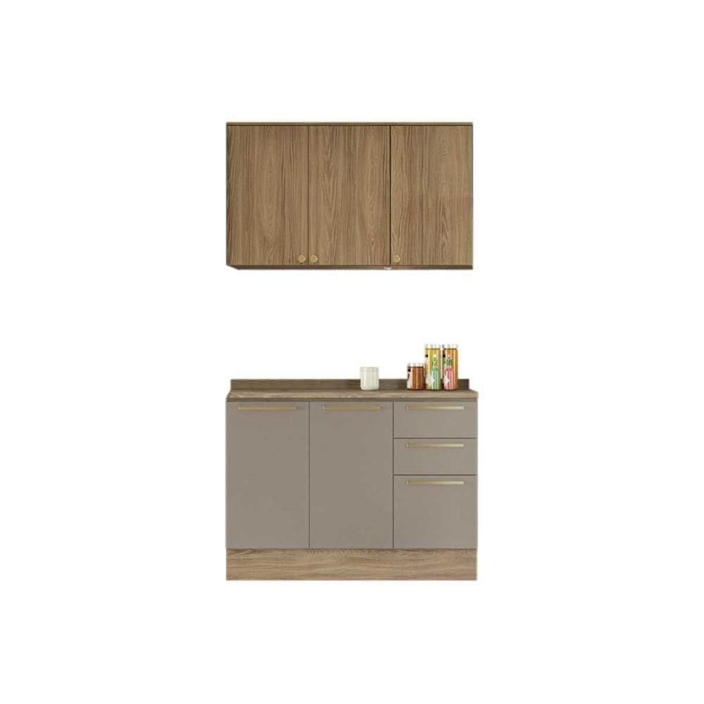 Cozinha Modulada Kappsberg Botanic Botanic 3 Peças (1aéreo+1balcão+1complemento) C3p15 Nogueira-fendi-kappesberg