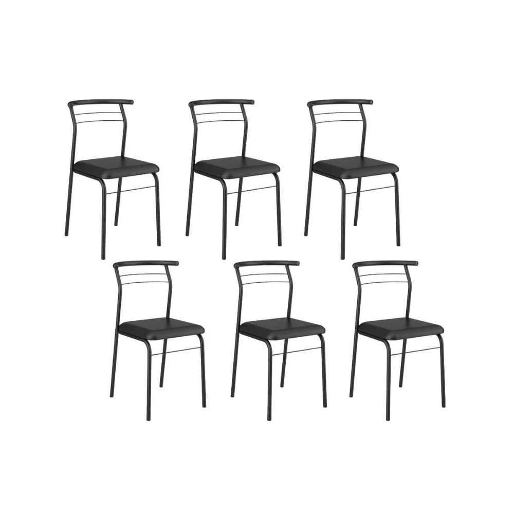 Cadeira De Cozinha 1708 Aço Kit 6 Uni Preto-courano Preto - Carraro
