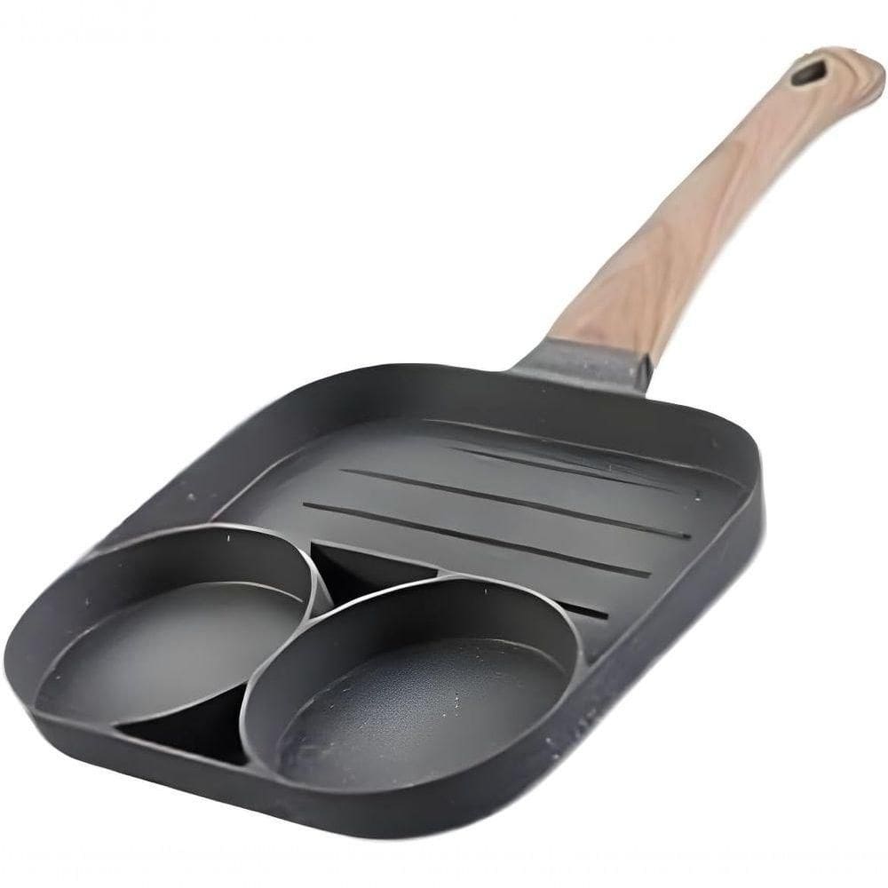 Frigideira Antiaderente 3 Divisórias Sem óleo Frigideira 3 Em 1 Para Fogão A Gás E Fogão Por Indução
