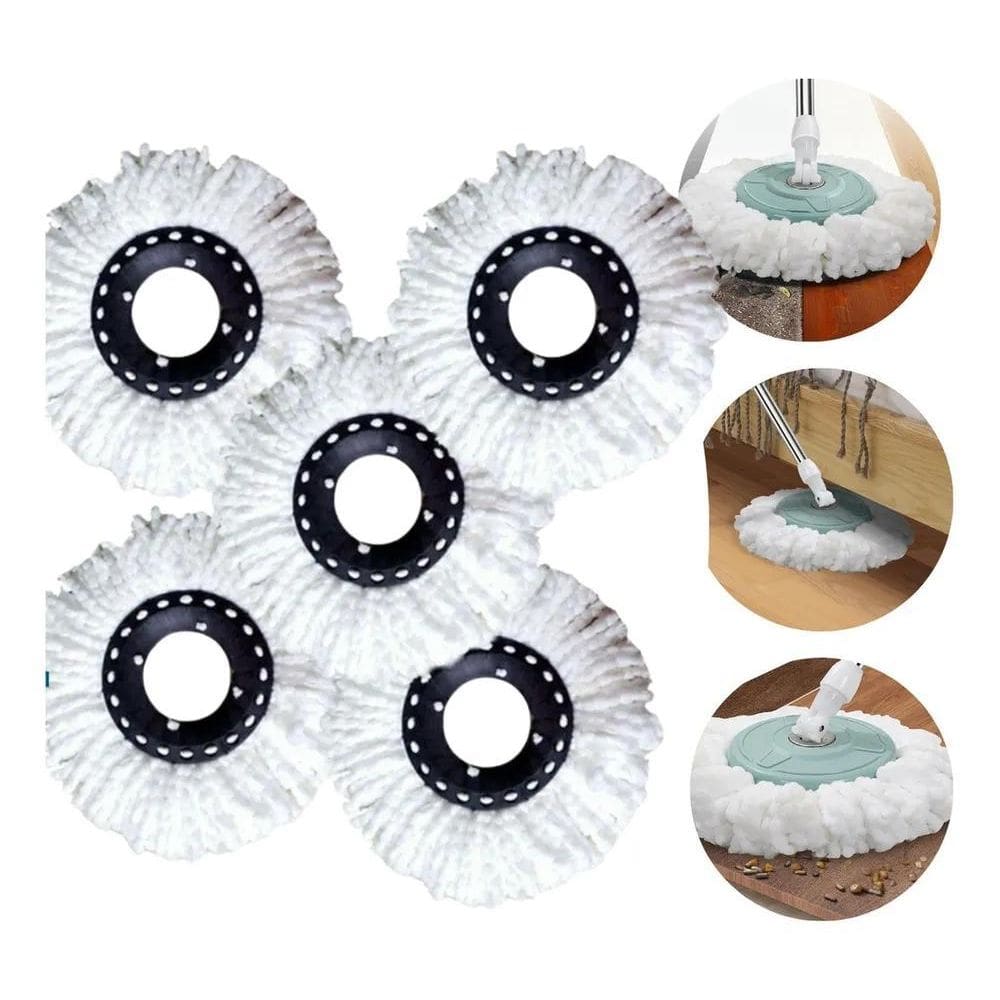 2X 5 Refil De Microfibra Para Mop Giratório 360 Esfregão Lim