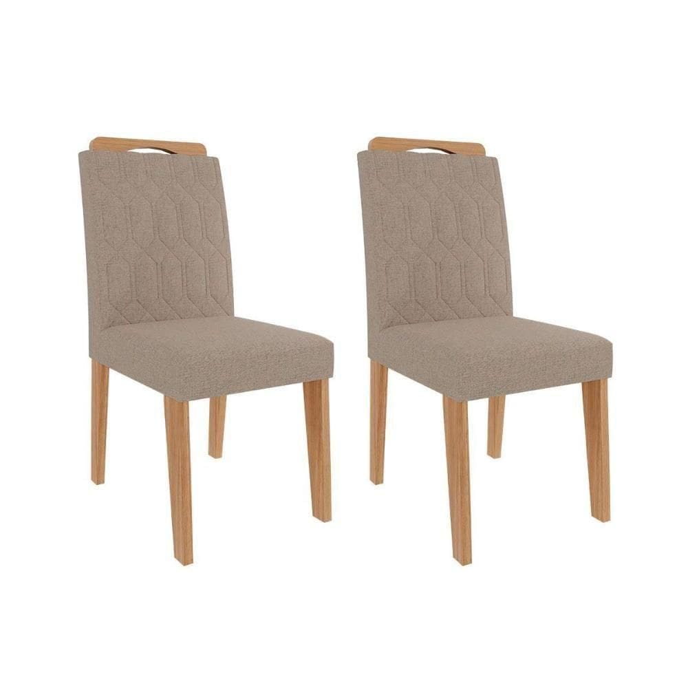Kit 2 Cadeiras Sala Jantar Paola Wood 2 Un Madeirado- Linho Bege - Cimol