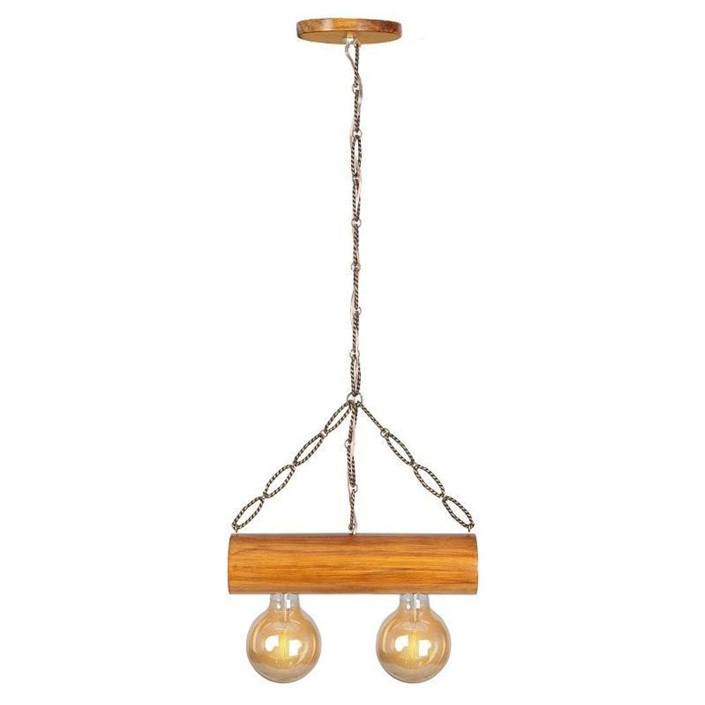 Luminária Pendente Rústico De Teto 2 Lâmpada