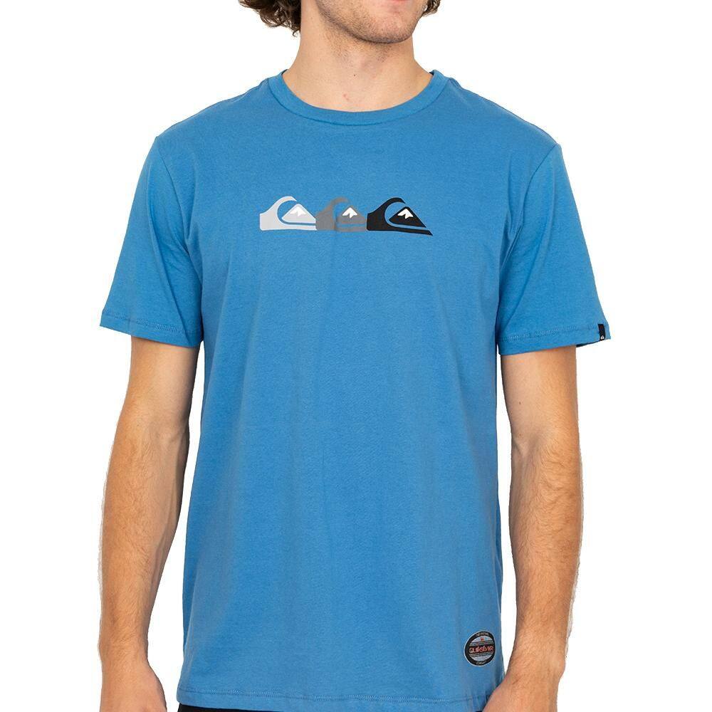 Camiseta Quiksilver Emb Three Logo SM26 Masculina Azul