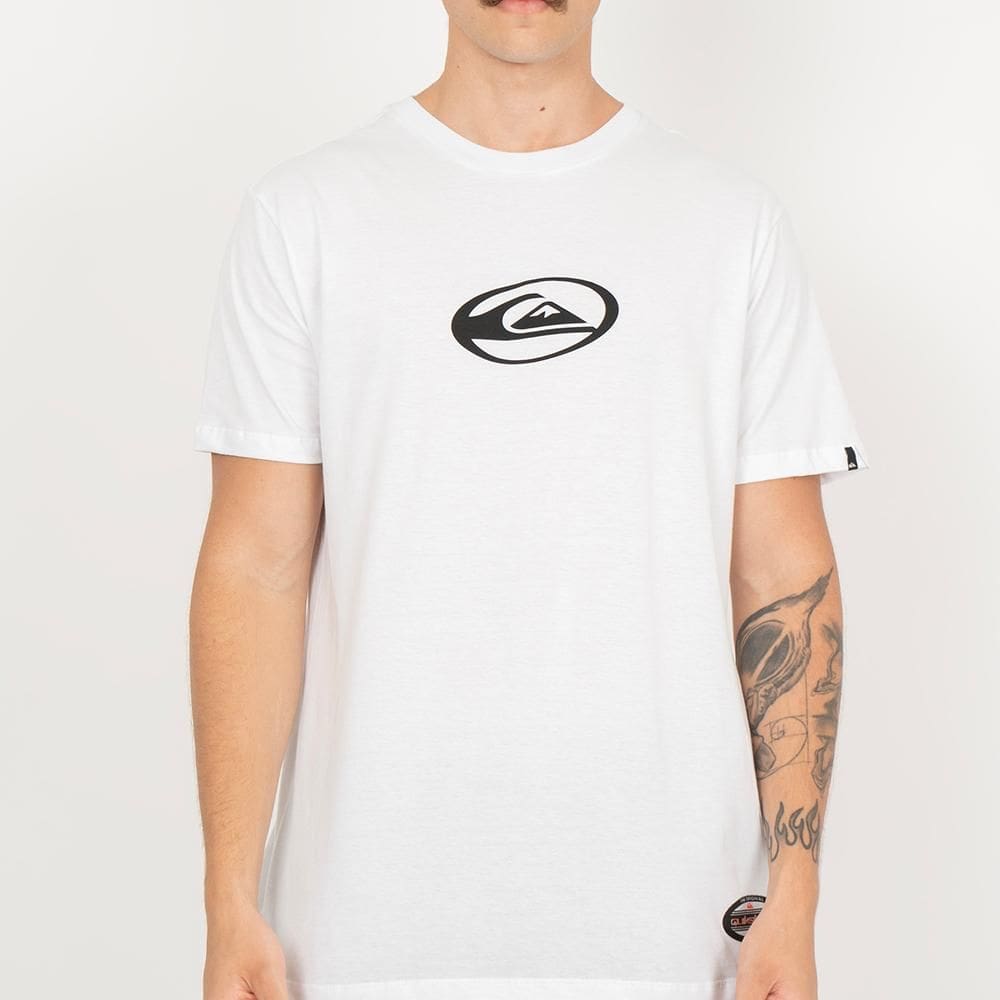 Camiseta Quiksilver Domed Logo Checker SM26 Masculina Branco