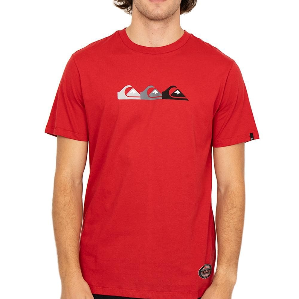 Camiseta Quiksilver Emb Three Logo SM26 Masculina Vermelho