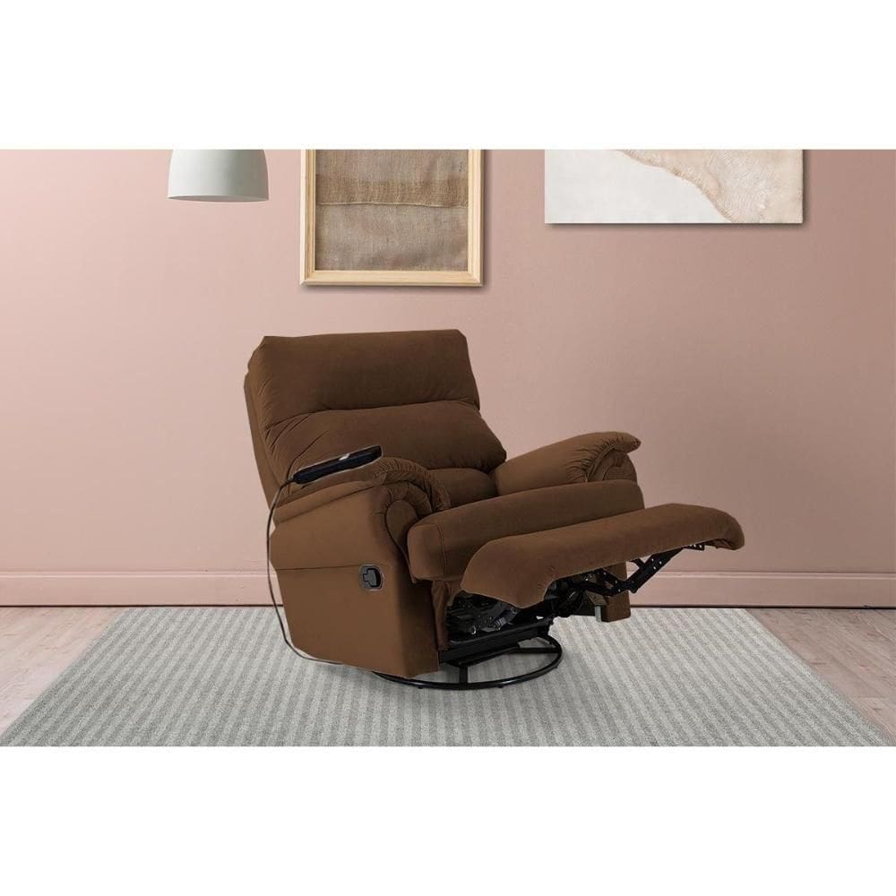 Poltrona Reclinável C- Massagem P- Sala Mh 1217 Two Way Suede Marrom - Herval