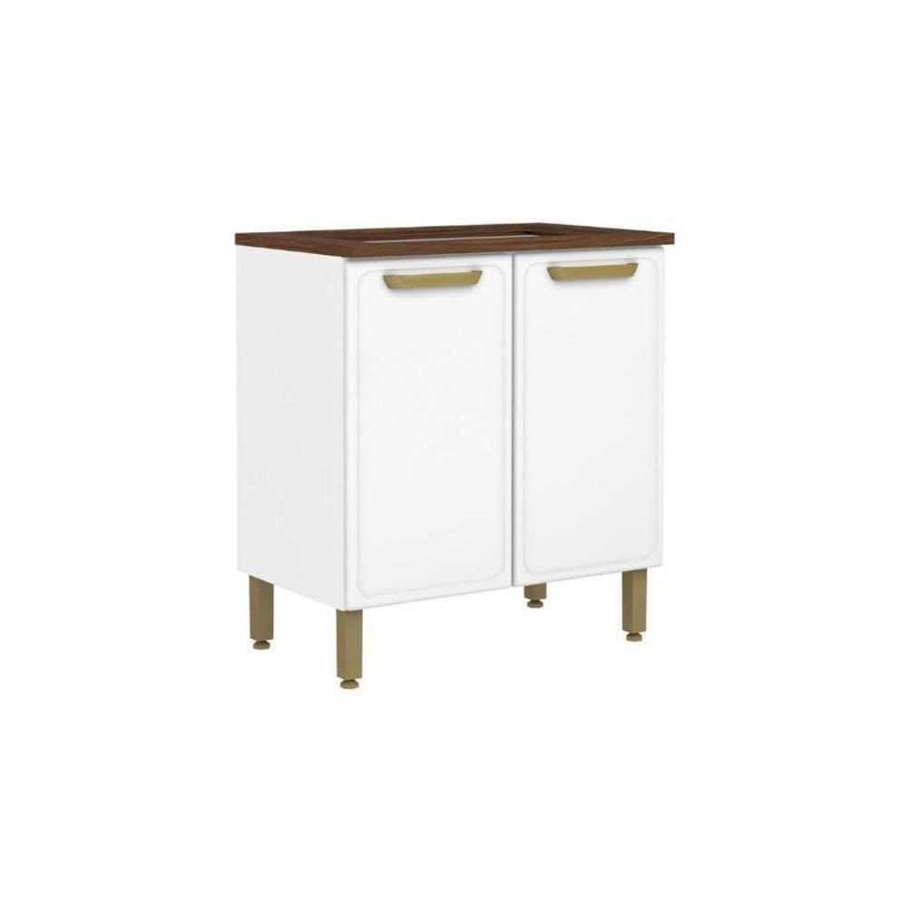 Balcão De Cozinha P- Cooktop C- Tampo Bella C- 2 Portas 80cm Branco - Bertolini