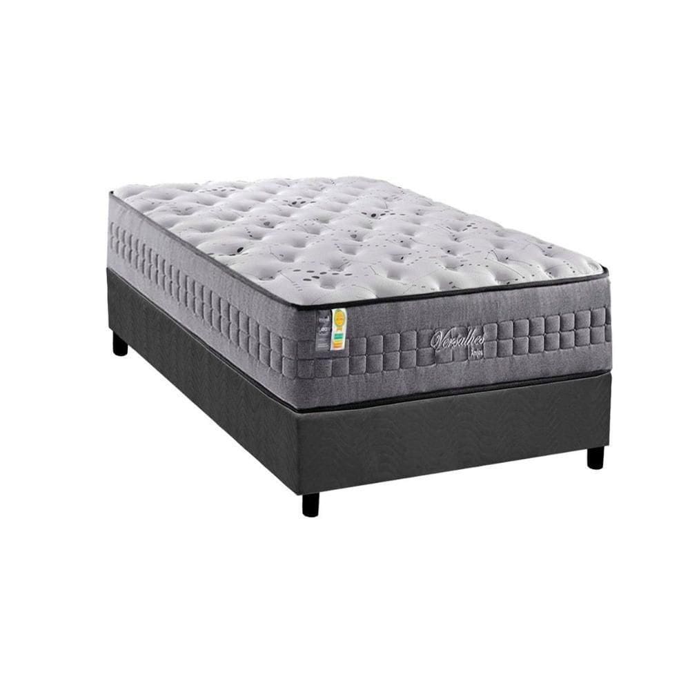 Cama Box Solteiro: Colchão Molas Ensacadas D Angelis Versalhes + Base Crc Suede Gray (96x203)