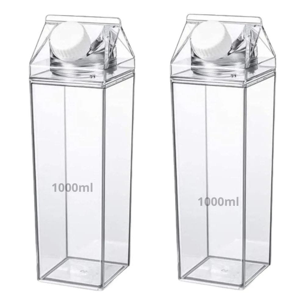 Kit 2 Garrafas Acrilico Plastico 1 Litro Suco Leite Agua Chá