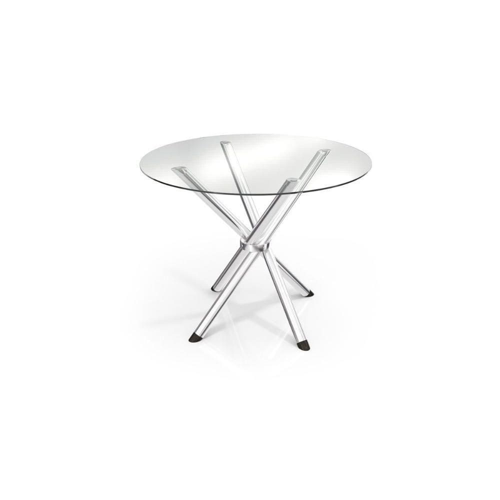 Mesa P- Cozinha Volga C- Tampo De Vidro Redondo 95cm Cromada - Kappesberg