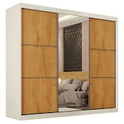 Guarda Roupas Casal 3 Portas de Correr Com Espelho 100% MDF Flex 6 Gavetas Argel
