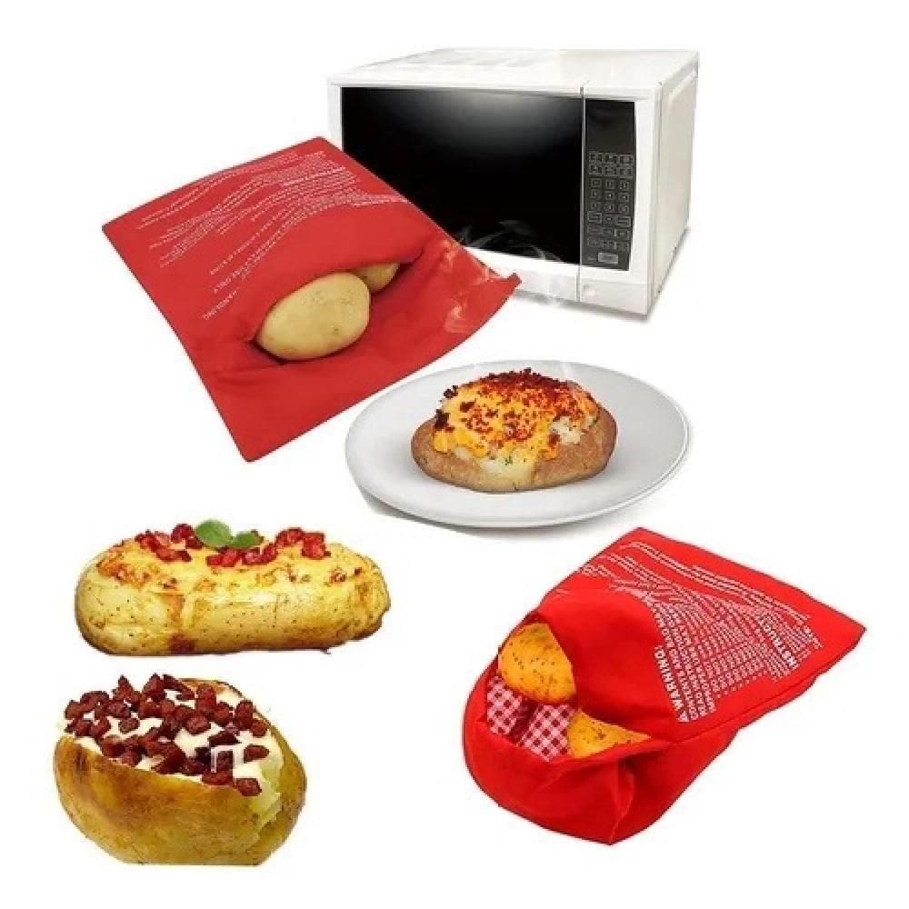 Saco Assar Batatas Microondas Cozinhar Legumes Bolsa Multiuso Lavável Sem Óleo Potato Express Profissional