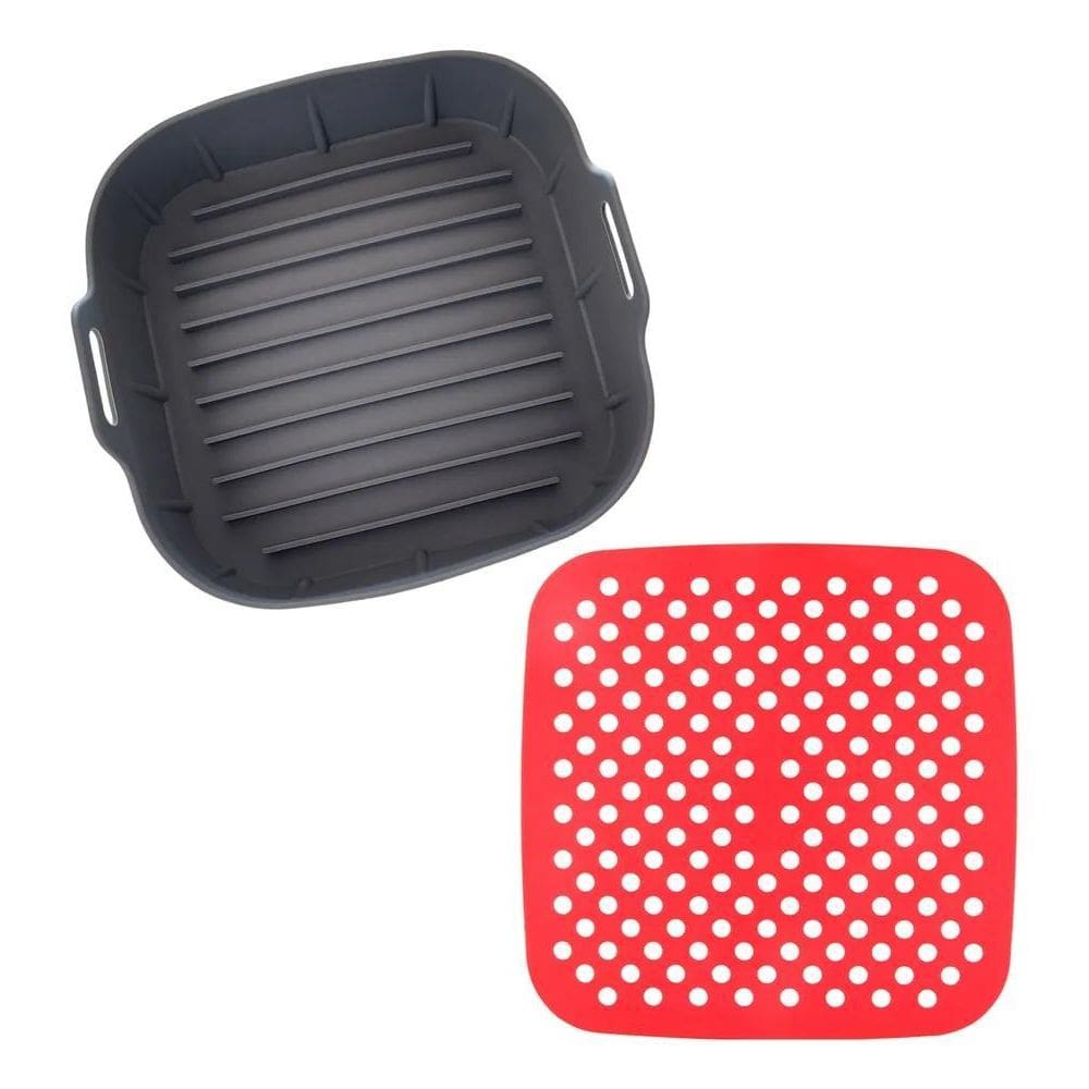 2X Kit Cesto De Silicone Fritadeira Airfryer 5 Litros E Tape