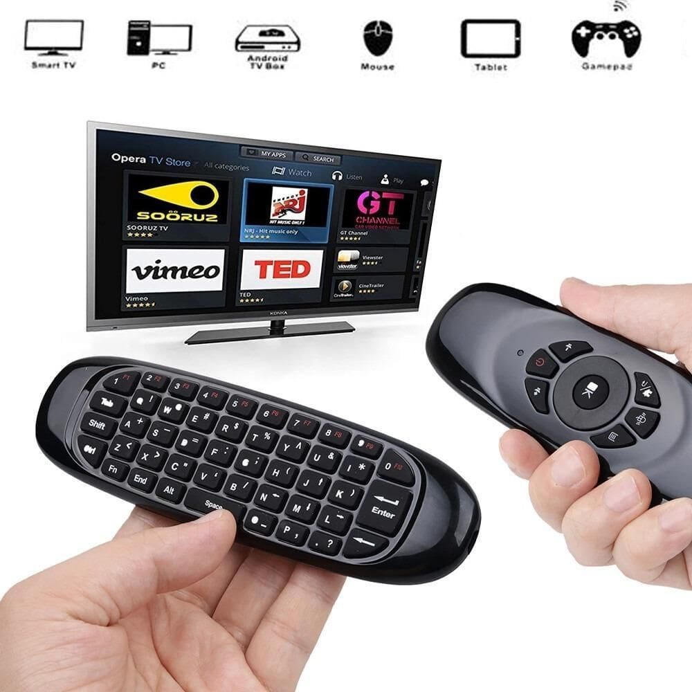 Mini Controle Com Teclado Air Mouse Para Smart Tv Ou Pc