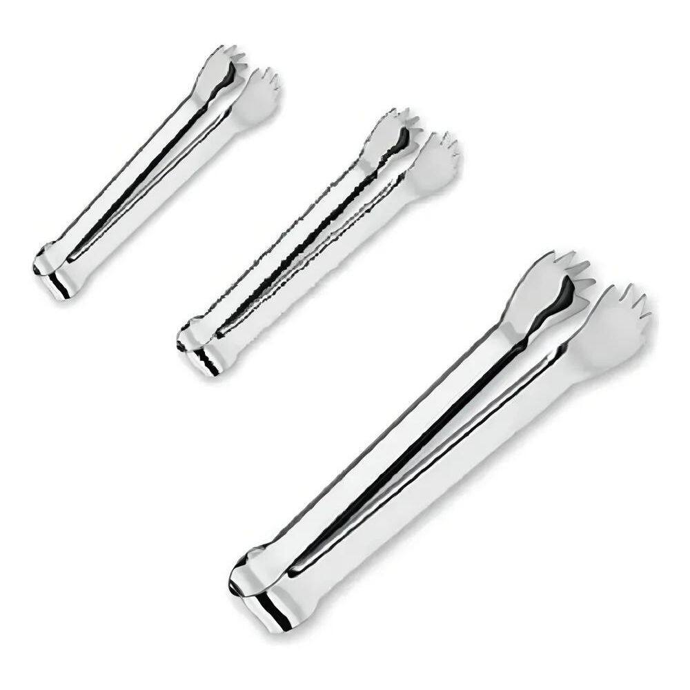10X Kit 3 Pegador Pinça Para Gelo Inox Mãozinha 17 Cm