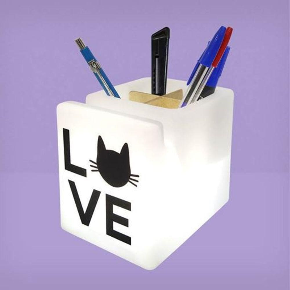 Suporte Iluminado Charmoso Para Organização De Acessórios Love Cat