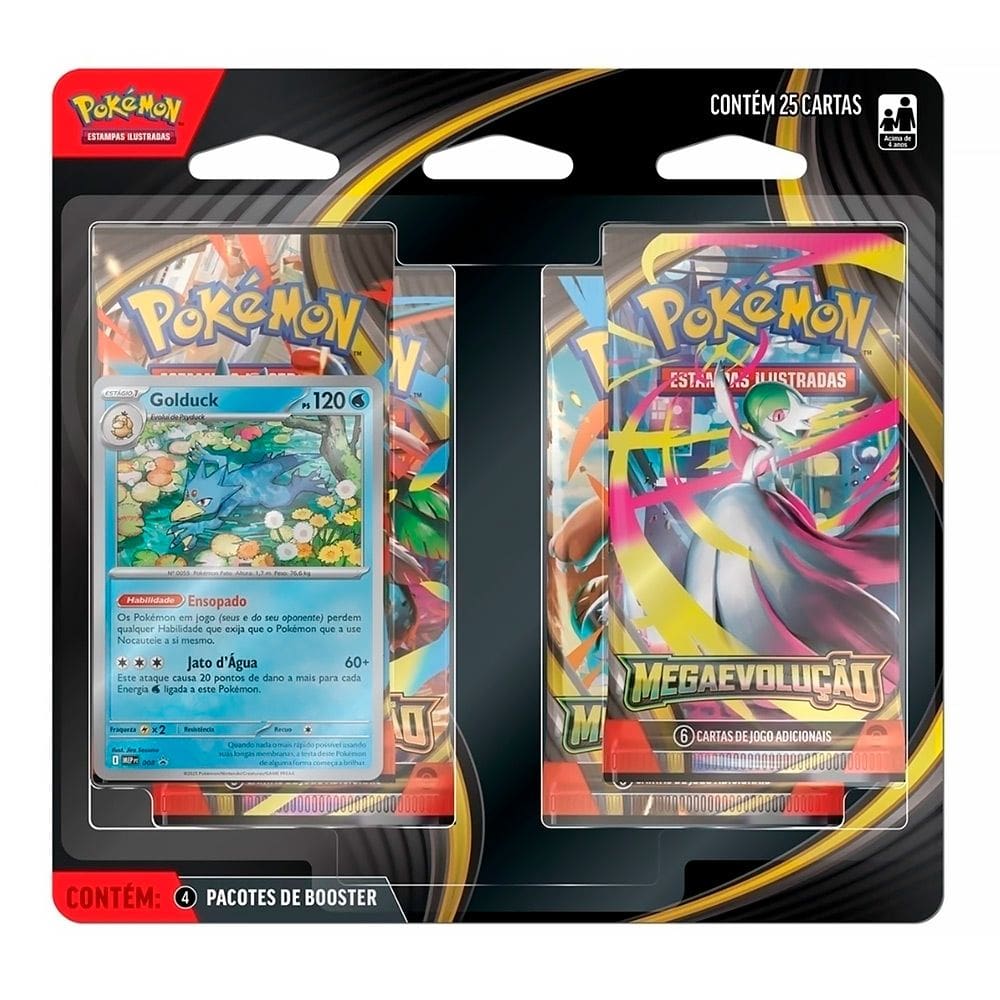 Blister Quadruplo Pokémon Mega Evolução Golduck 25 Cartas 10051 35659 - Copag