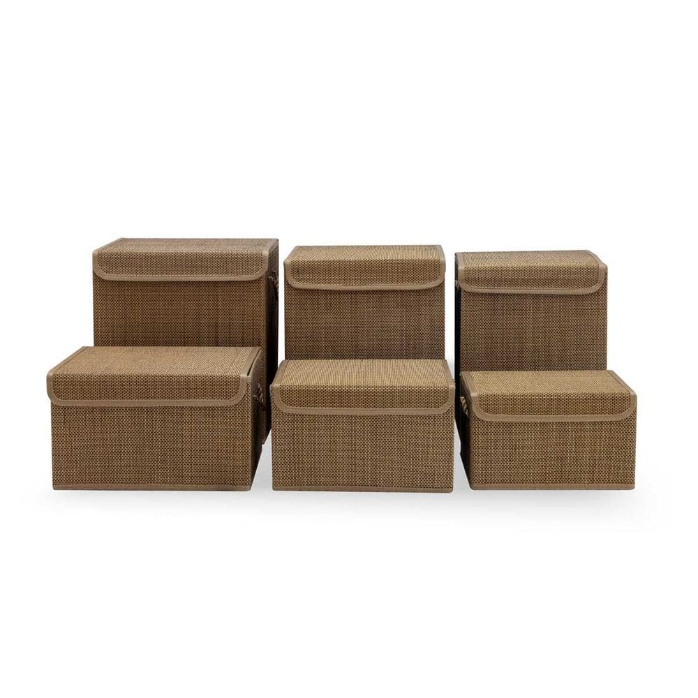 Conjunto 2 Cestos Decorativos em Bambu Marrom QJ2002 BTC