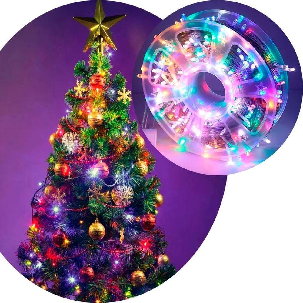 Pisca Varal Cordão Natal 600 Lâmpadas Led Colorido 100m 220v