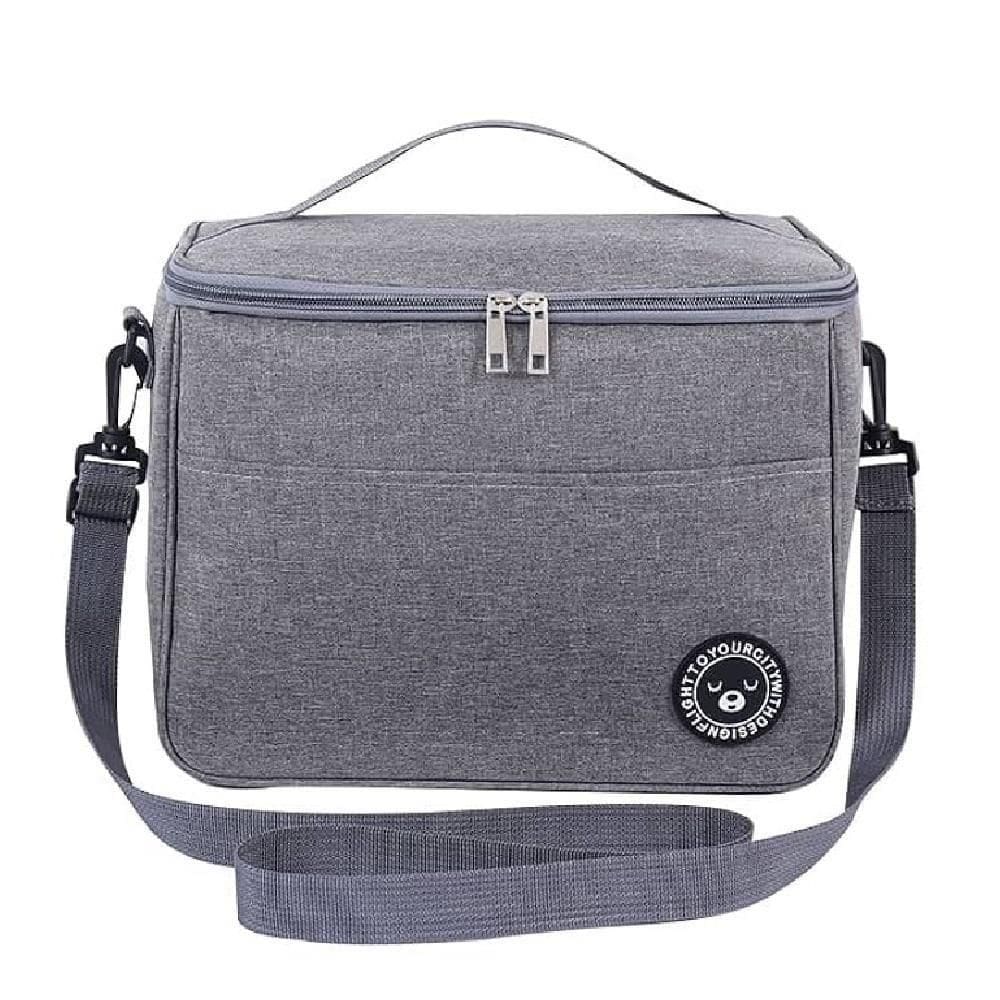 Bolsa Térmica Frasqueira Impermeável Marmiteira Fitness Academia Lanche Passeio Bolsinha Alça Removível Cinza