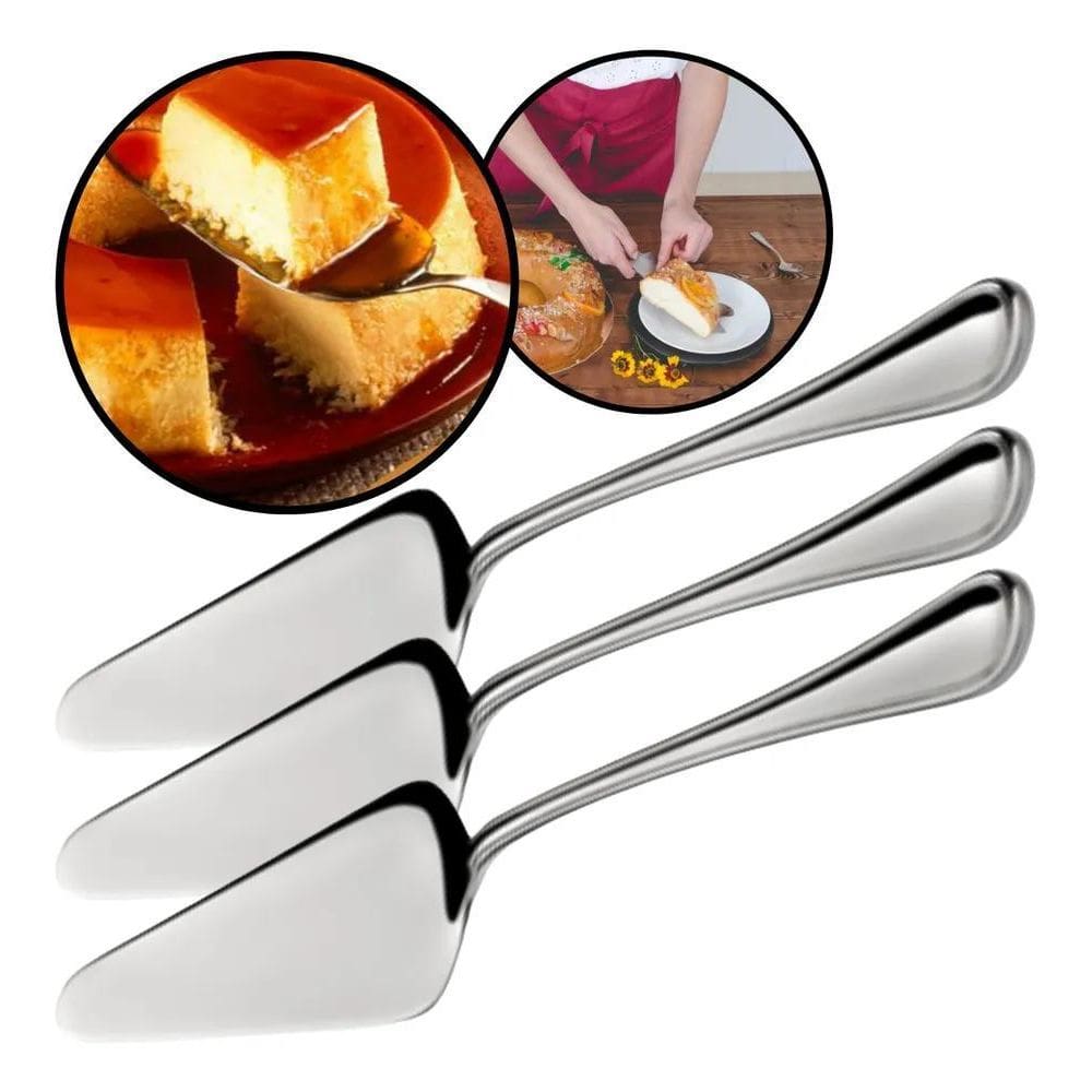 2X Espátula De Bolo Pá De Servir Torta Pizza Aço Inox Kit 3