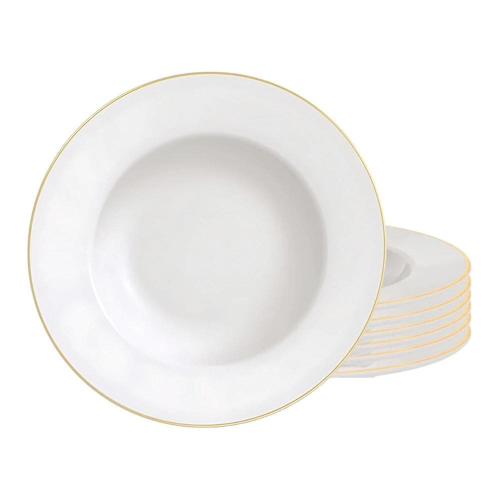 Jogo 6 Pratos Sobremesa 21Cm Tramontina Elisa Borda Dourada