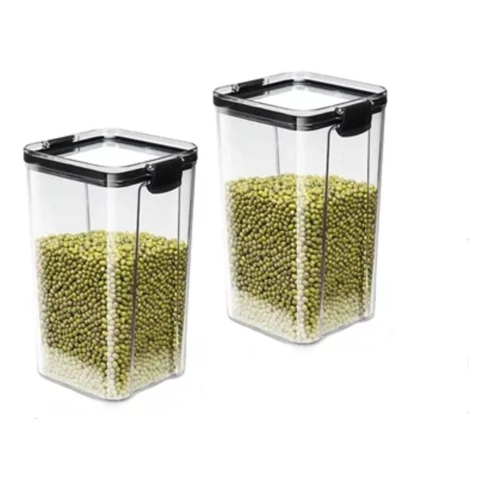 Kit 2 Potes Acrílico Herméticos Com Tampa 1,6L Mantimento