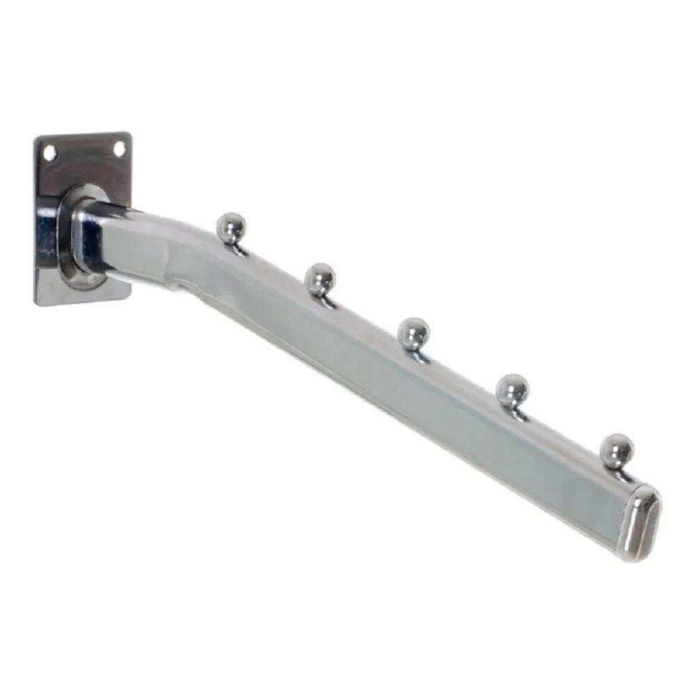 2X Cabide Suporte Arara Cromado Rt Curvo De 30Cm Para Parede