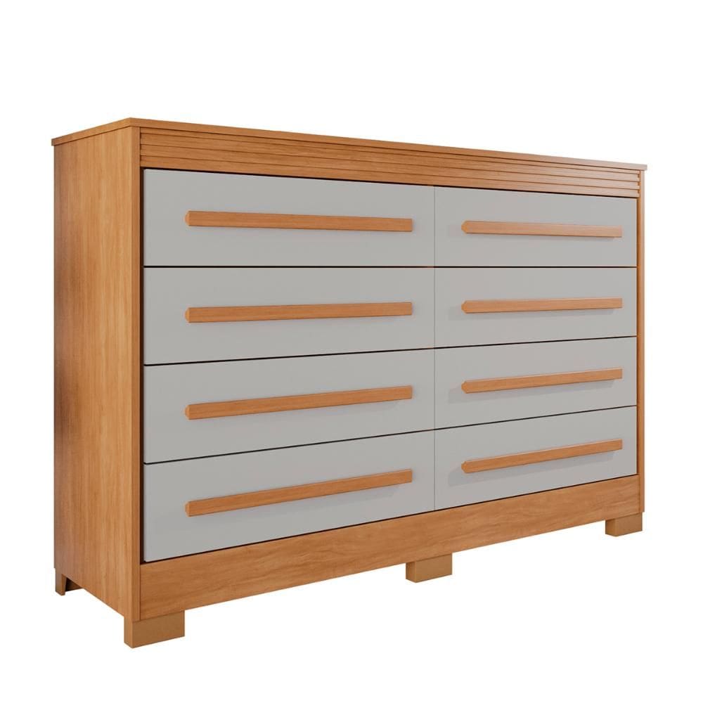 Comoda California Quarto com 8 Gavetas e Pés em Plástico