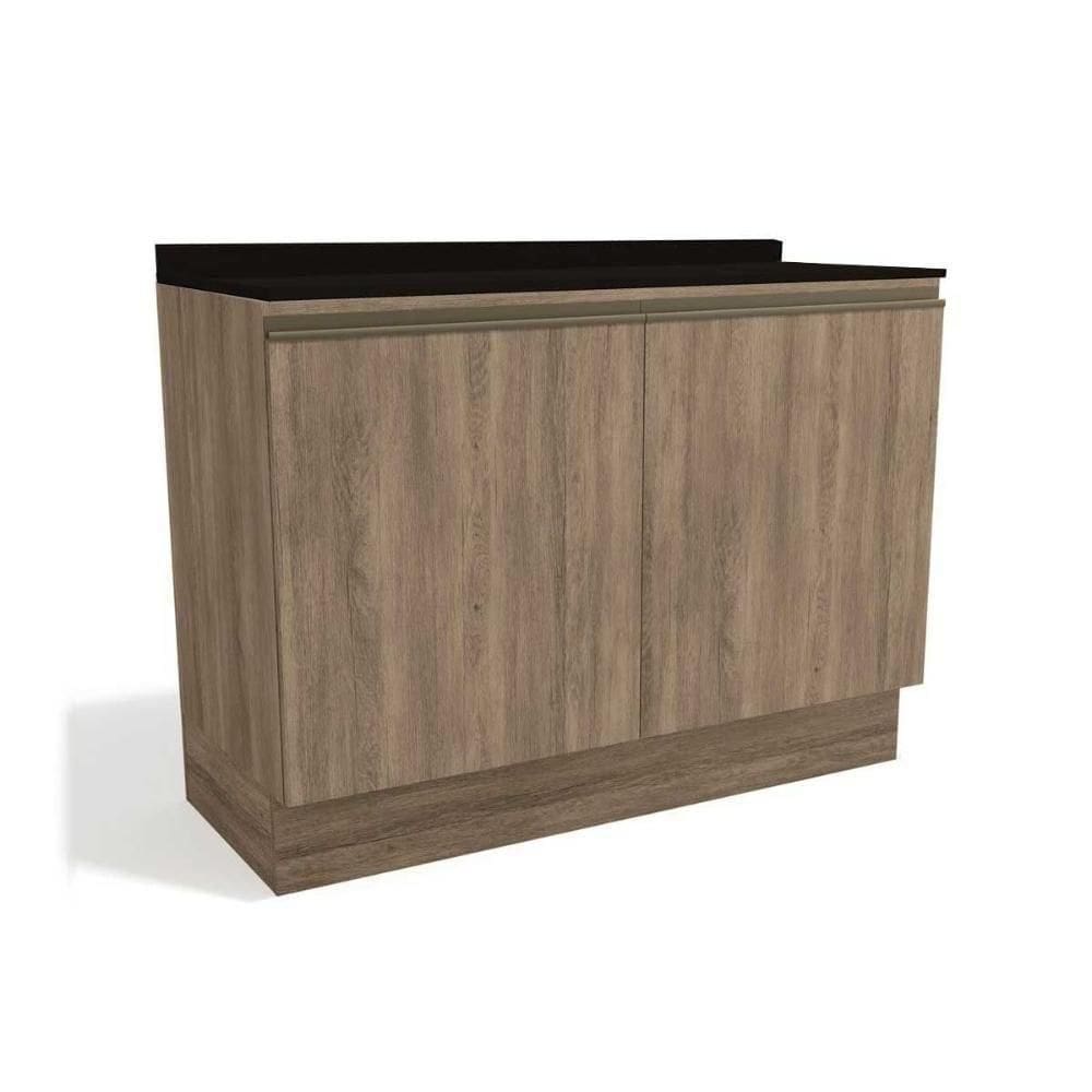 Gabinete P- Pia Cozinha Balcão C- Tampo Maxxi G745 C- 2 Portas 120cm Nogal-preto - Kappesberg